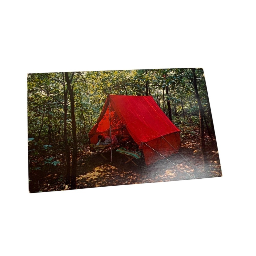Vintage Girl Scouts Camp Edey Long Island NY Postcard Red Tent Orion Campsite
